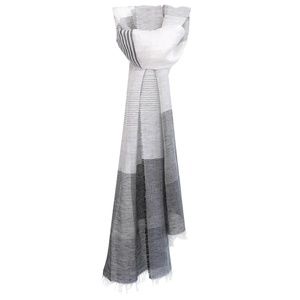 Amalfi Stripe Linen/Cotton Scarf with Eyelash Fringe